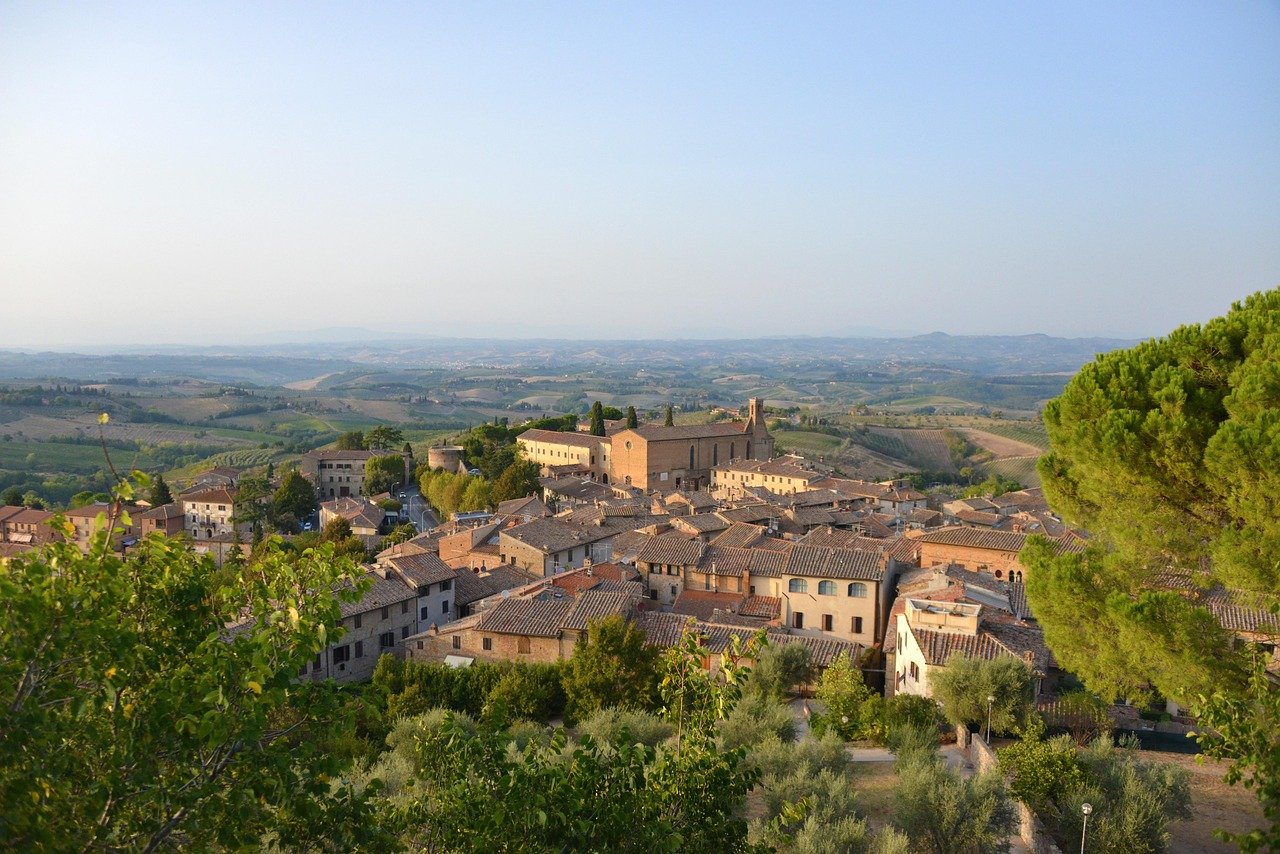 pienza, tuscany, italy, landscape, hill, panorama, cityscape, city, summer, nature, travel, town
